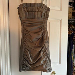 Cache Strapless Dark Gold Cocktail Dress NWT Size 8